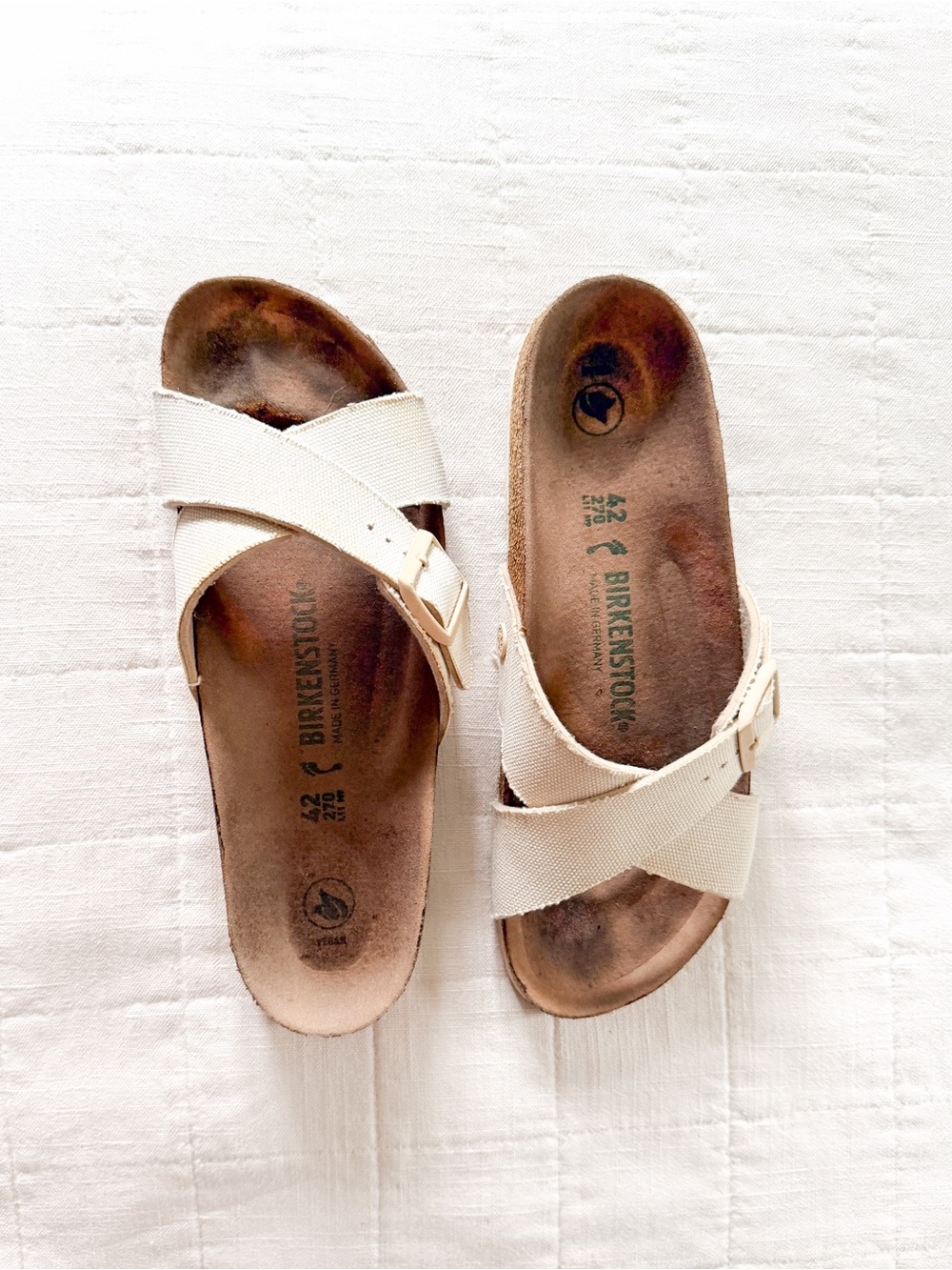 Birkenstock Siena Vegan Sandals Cream Canvas Size 42